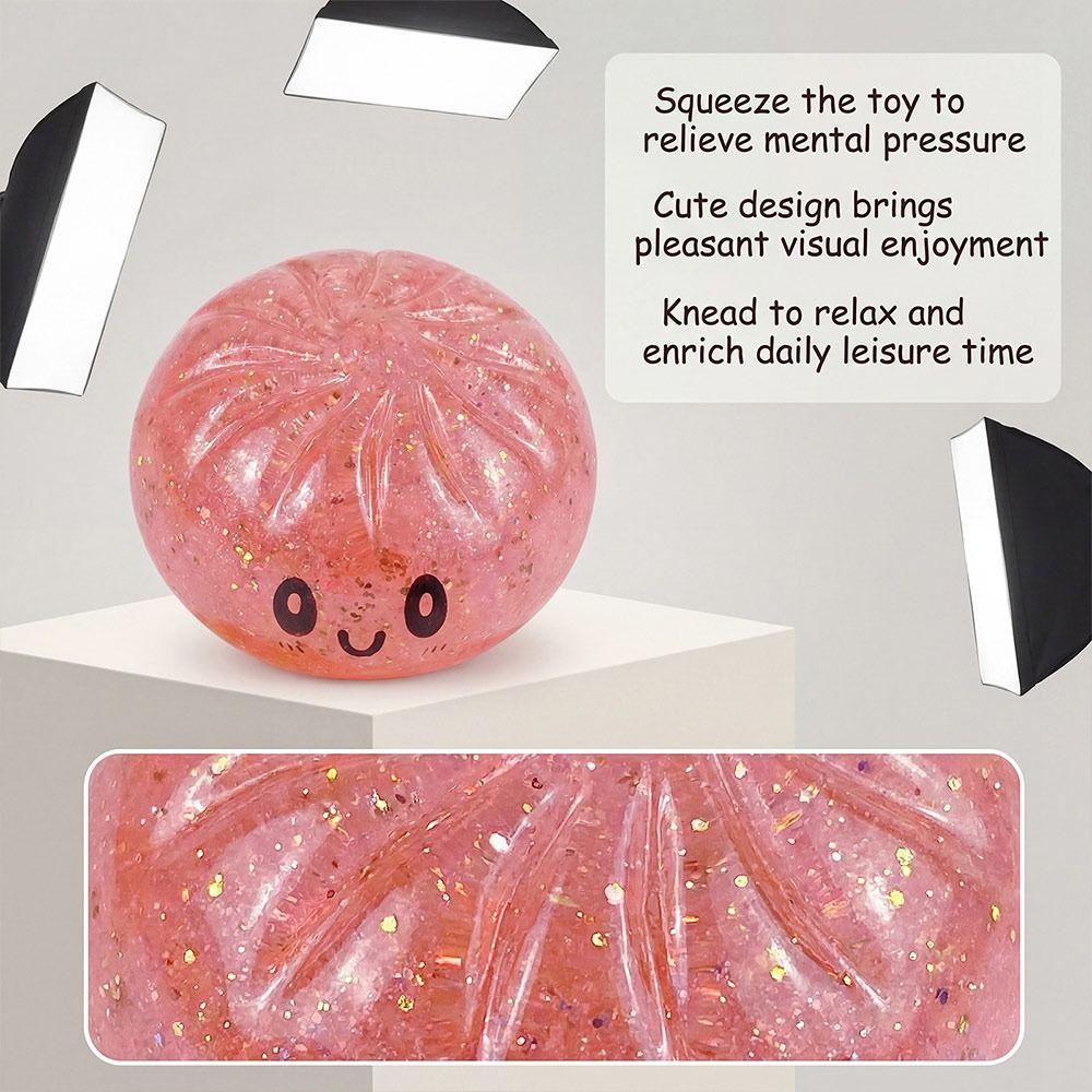 Glitter Dumplings Squishy Toy With Steamer Soft Squishy Toy Fidget Slow Resilience Stress Relief Sensory Ball