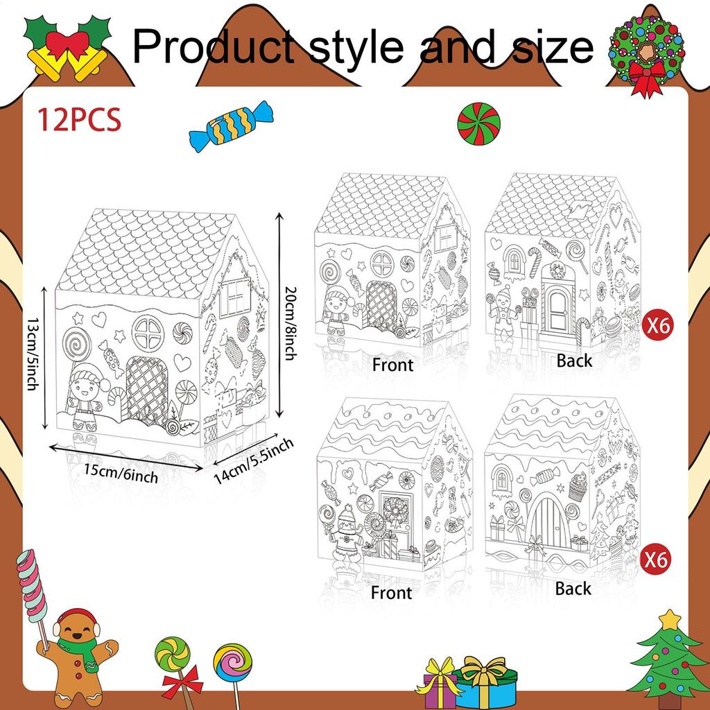 Christmas Paper House DIY Painting Corrugated Board Holiday Houses Set Xmas Party Birthday Decoration Kids Gift Home Supplies