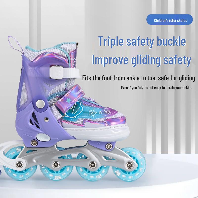 Adjustable Kids' Rollerblades - Beginners' Inline Skates with Glow-in-the-Dark Anti-Slip Wheels