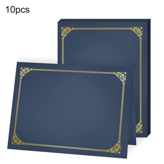 10 Pcs Black Certificate Holders Covers 9.45 for 12.6 X Diploma Inch Paper Gold