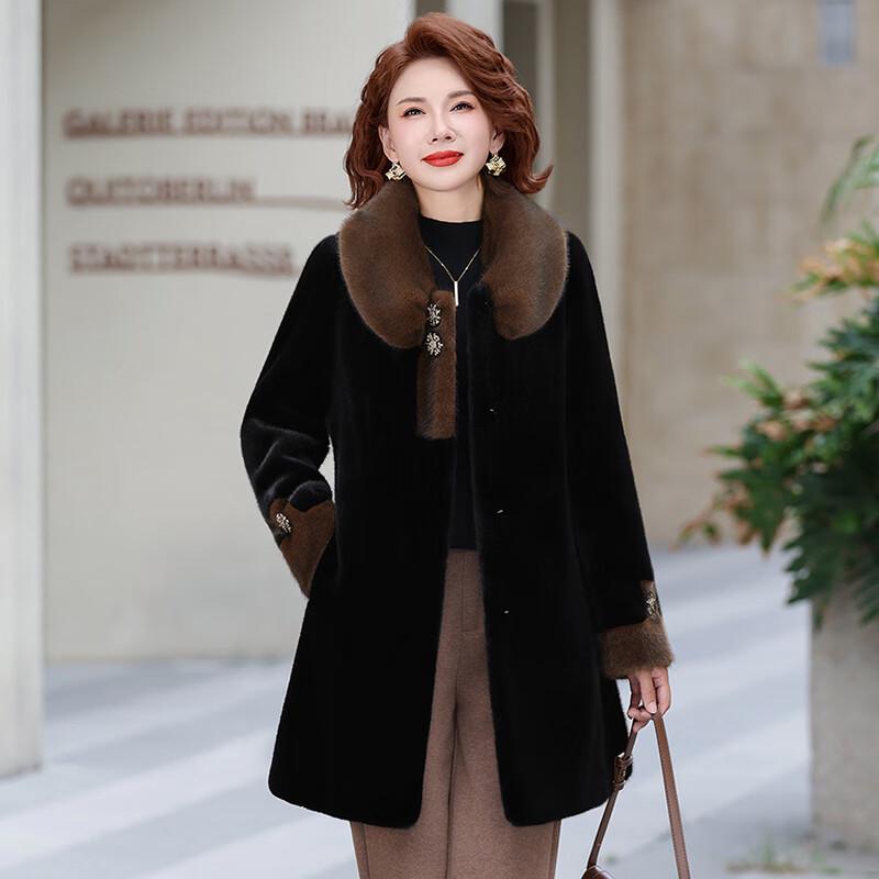 Yalu Women's Thickened Faux Mink Velvet Mid-Length Winter Coat