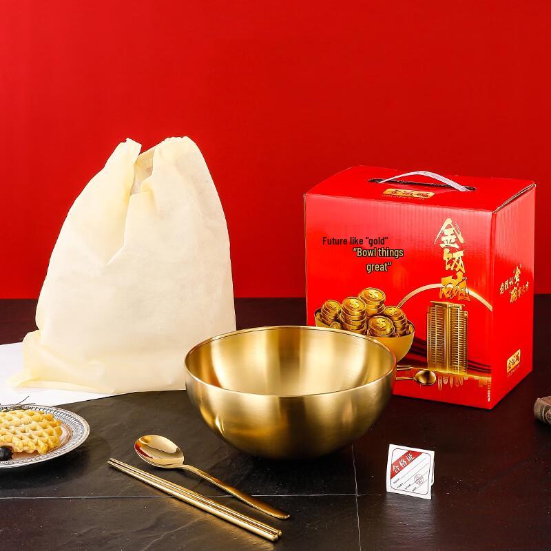 Lechu Zlatá nerezová mísa a sada hůlek