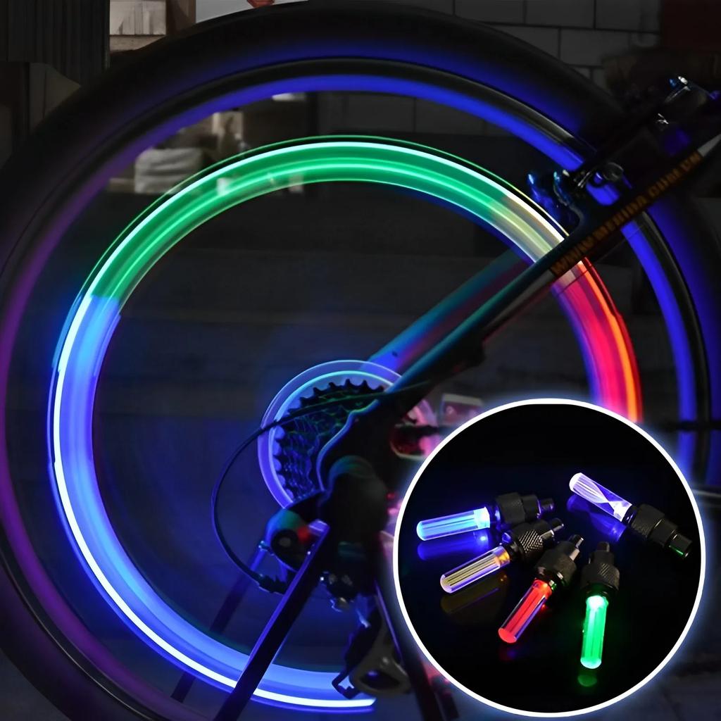 2/4 st Bil Motorcykel Cykel Däckventilhattar Ljus LED Neon Blinkande Lampa Vattentät Däck Universella Hjulbelysningar Biltillbehör