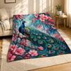 Peacock Cherry Blossom Coral Fleece Blanket