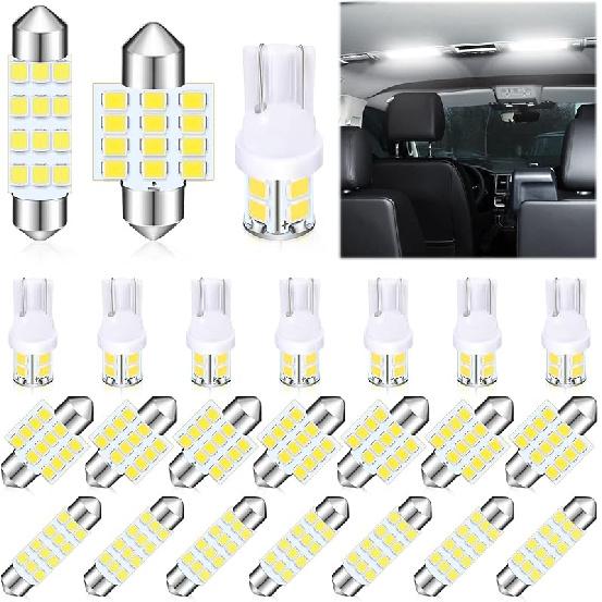 Tallew 24 Pieces Dome Light LED Car Bulb Kit Set T10 31 mm 42 mm LED Festoon Bulbs Interior Replacement for Car Map Door Courtesy(White)