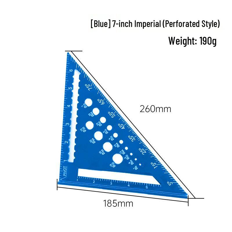 7-inch Aluminum Alloy Precision Triangle Ruler - Metric & Imperial Woodworking Measuring Tool