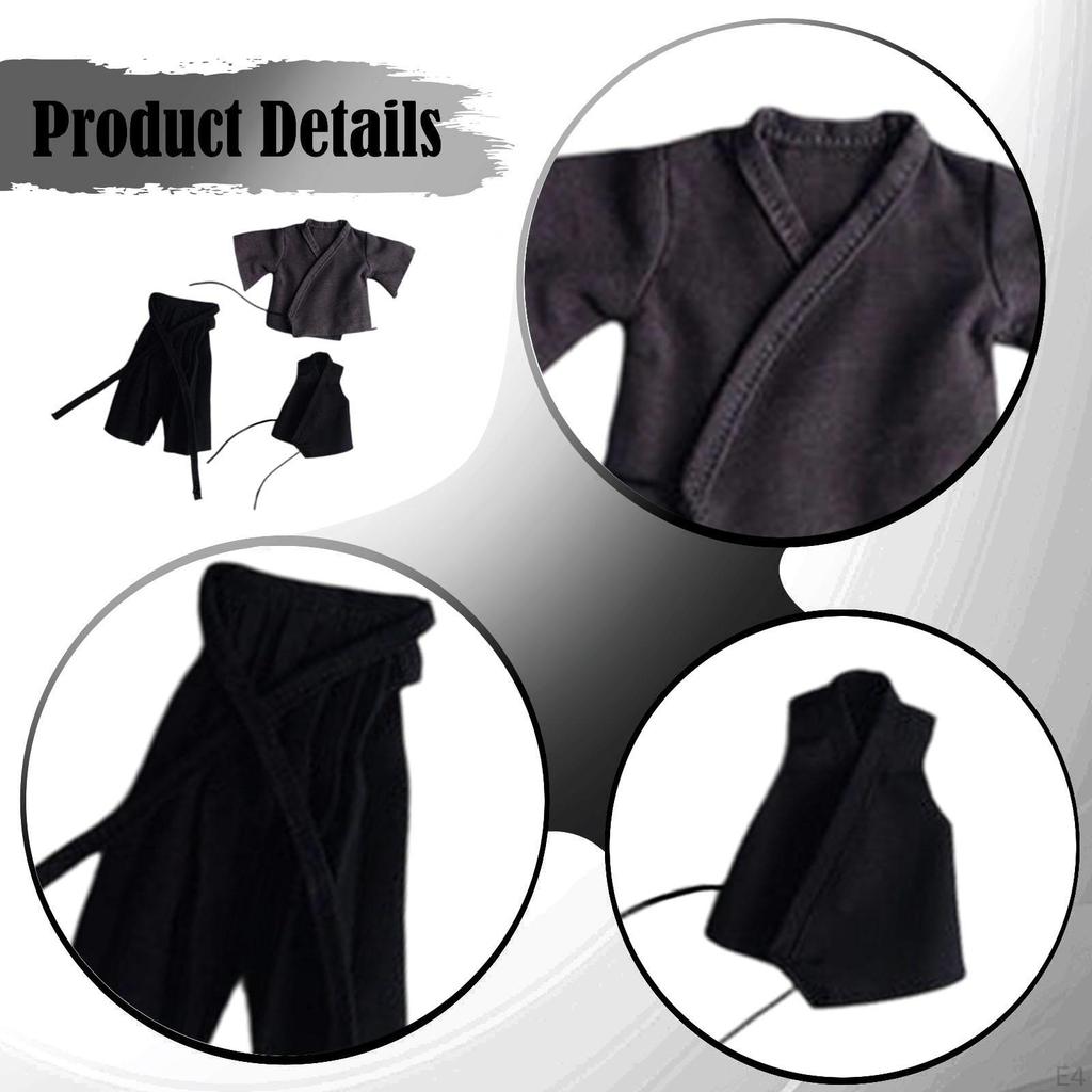 1/ Doll Costume for Figurine, Samurai Uniform, Miniature Clothes 15cm Male Dolls