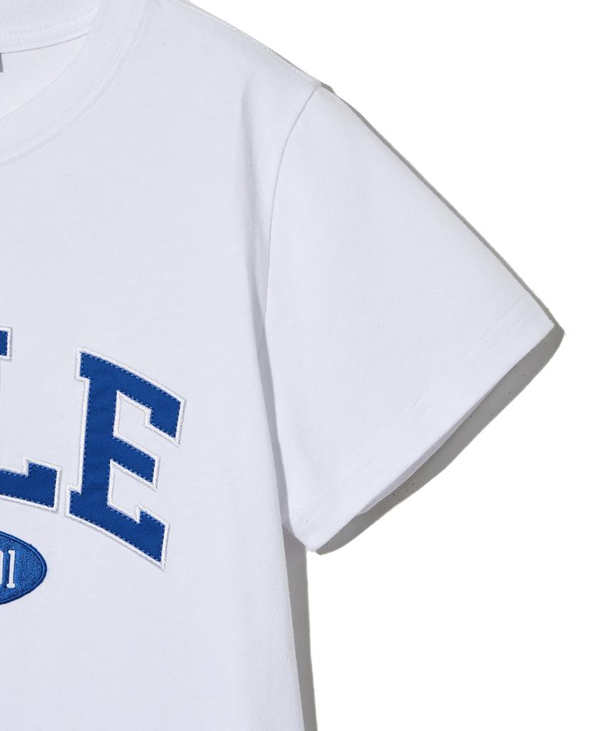 YALE Women'S Two-Tone Arch Crop Short Sleeve T-Shirt White