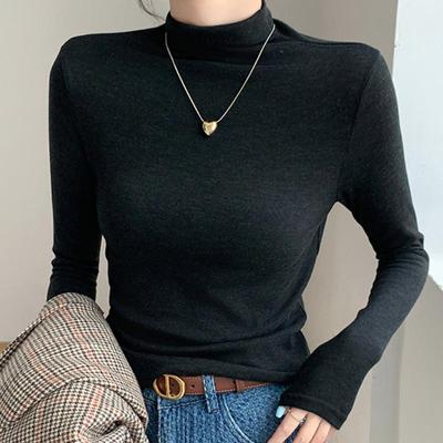 Half High Neck Base Shirt Autumn and Winter Warm Long Sleeved Slim Fit Top