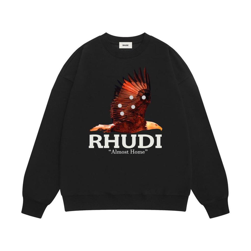 RHUDE Herren Lockerer Baumwoll-Hoodie mit Buchstabenprint - Europäischer & Amerikanischer Trend