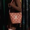 MLB SS23 New York Yankees Large Logo Print Vintage Floral Adjustable Shoulder Strap Casual Bucket Bag Women bags Brown 3ABML023N-43BRS