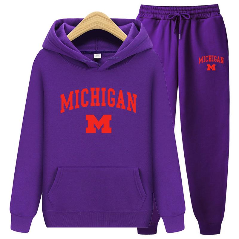 

Осень-зима, новые спортивные костюмы, мужские повседневные плюшевые теплые толстовки с капюшоном, однотонный фирменный принт, комплект из 2 предметов для мужчин 3XL