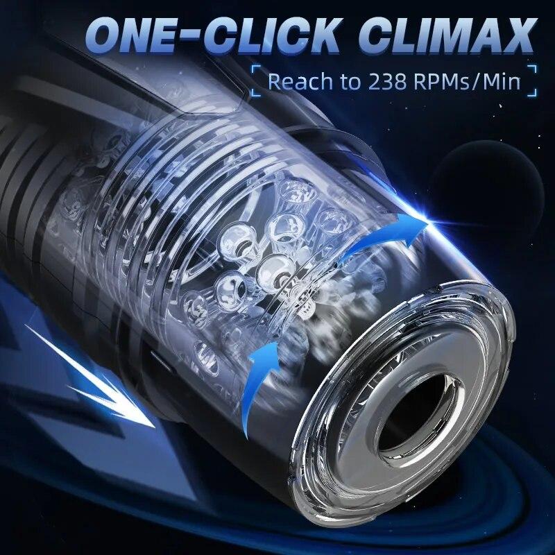 New 7 Thrust 360° Rotation with Strong Suction Cup Penis Stimulation Masturbation Cup Pocket Pussy Adult Toy for Men with One Click Orgasm 18+