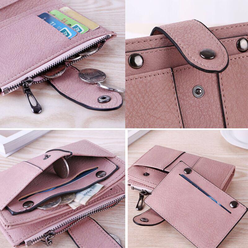 Women's Short Coin Purse: Japanese & Korean Style Multi-function Card Holder with Buckle