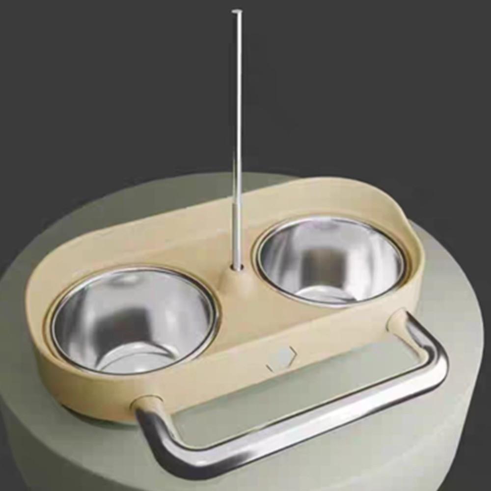 Splash-Proof Parrot Feeder Double Bowl Hanging Feeder Feeding Bowl Bird Cage Feeder  Aviary Yellow circle