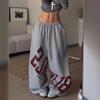 American Street Dance Alphabet Printed Straight Sweatpants Men's and Women's Hip Hop Trend Brand Loose Wide Leg Pants Sweatpants Dance Pants