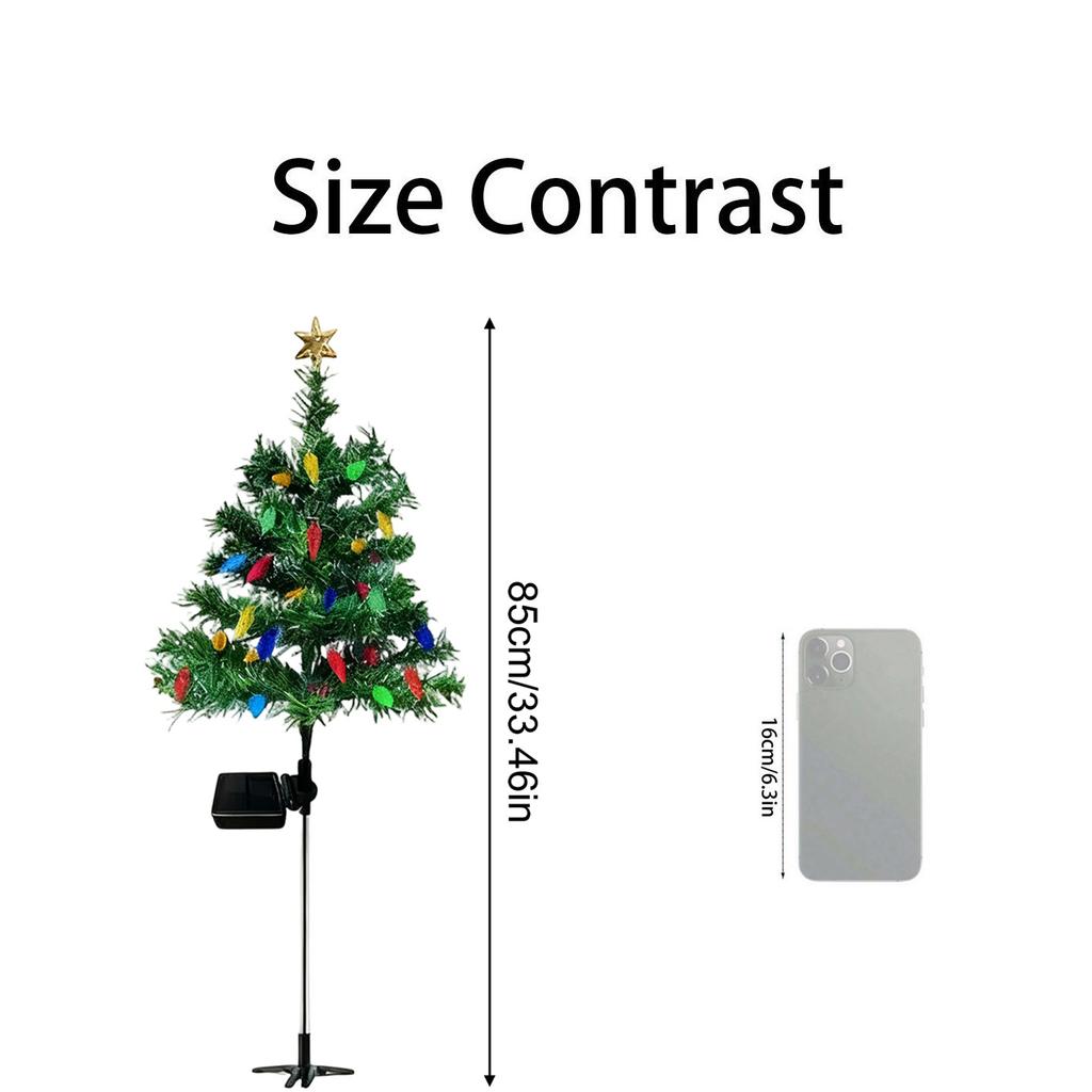 2PC Solar Christmas Tree Lights Outdoor Waterproof Christmas Holiday Atmosphere Decoration Courtyard Garden Ground  Lights
