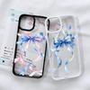 Blue Bow Print Phone Case for Iphone 11 12 13 14 15 16 17 Pro Max Plus 17AIR Series Transparent Anti-Fall Shockproof Cover