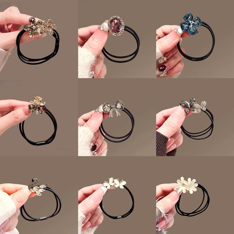 Super Immortal Butterfly Hair Rope Mori Imitation Crystal Durable Headrope Delicate Hair Tie Women's Rubber Band Hair Rope Headgear