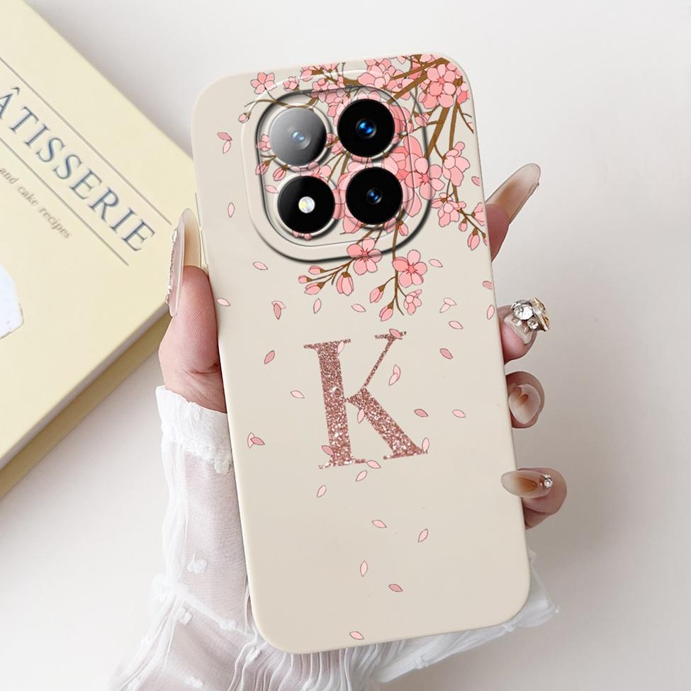 For Redmi Note 14 Pro Plus 5G Case Fashion A-Z Letters Luxury Flowers Shockproof Silicone Cover For Redmi Note 14 Pro+ 5G Funda
