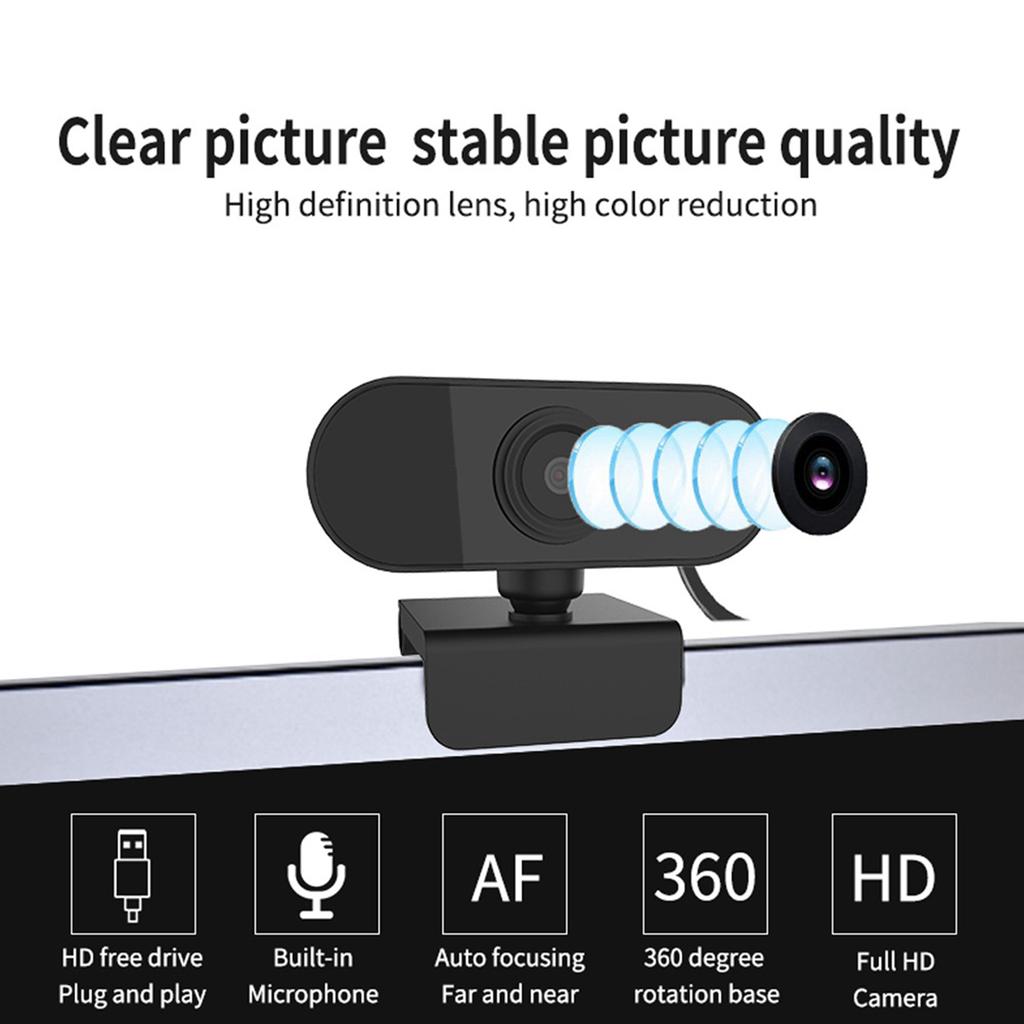 1080P Computer Camera with Microphone Desktop USB Webcam   Drive for Video Call(Black )