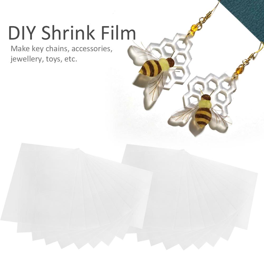 20Pcs Shrink Film Semitransparent Frosted Heat Shrinkable HandPainted DIY Sheet 0.2mm 2029#