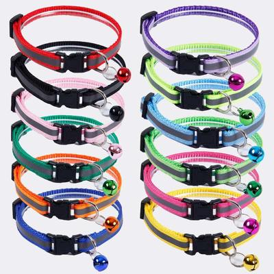 Reflective Adjustable Pet Collar with Bell for Cats & Dogs - Universal Fit, In Stock