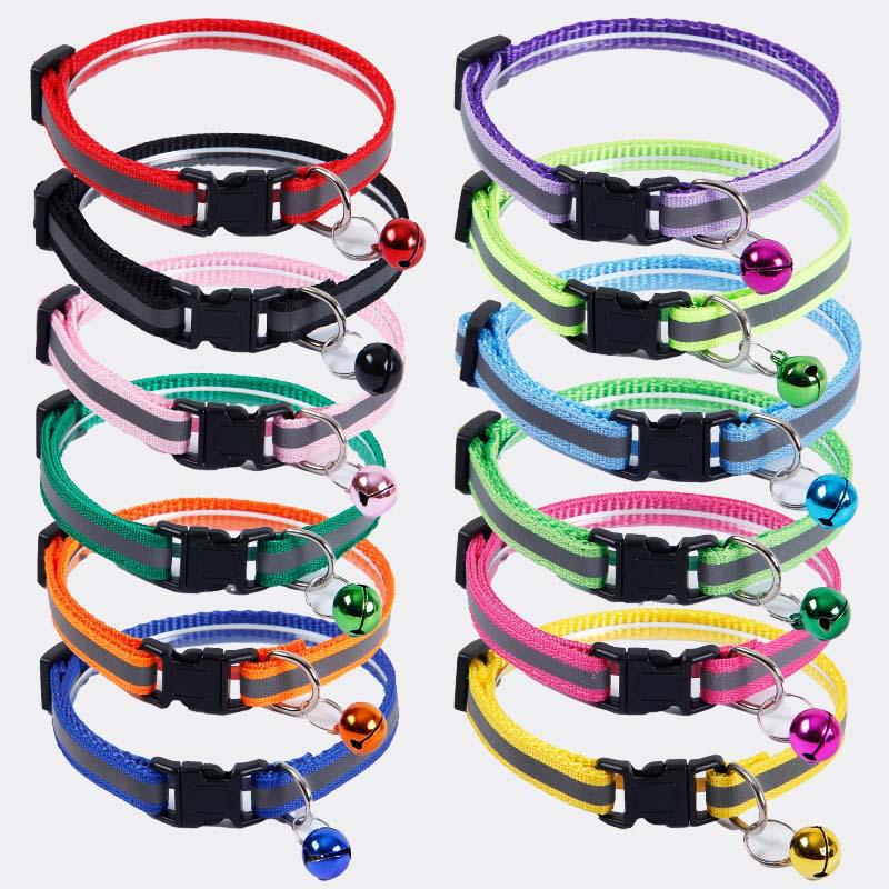 Reflective Adjustable Pet Collar with Bell for Cats & Dogs - Universal Fit, In Stock