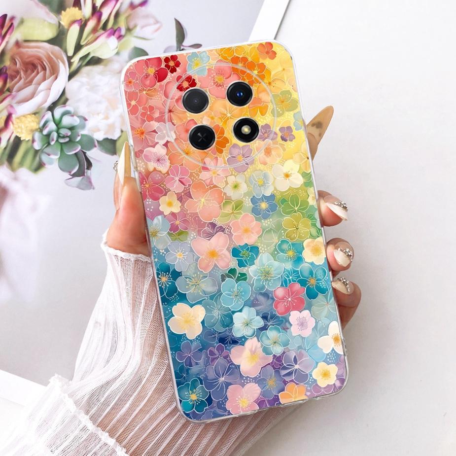 For Huawei Nova Y91 Case STG-LX1 STG-LX2 Stylish Bow Flowers Painted Cover Soft Silicone Case For Huawei Nova Y91 NovaY91 Fundas