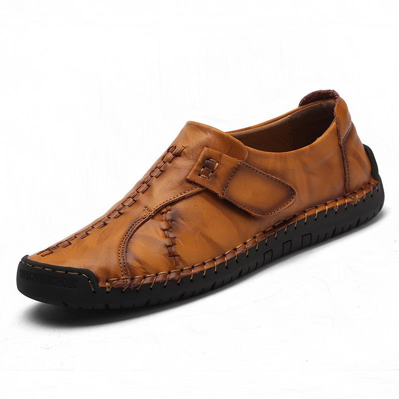 

Весенне-летняя мужская обувь больших размеров, повседневная кожаная обувь, уличная обувь без шнуровки из натуральной кожи, обувь на мягкой подошве, молодежная универсальная обувь 42