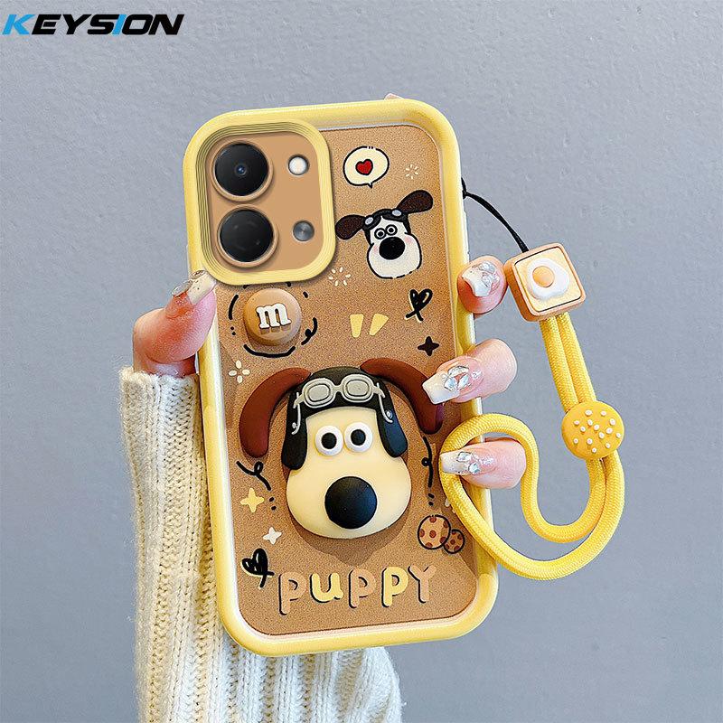

KEYSION Shockproof Case for TECNO Spark Go 3 with Lanyard Soft Silicone Cute 3D Cartoon Doll Phone Back Cover for Spark Go 3 for Spark Go 3