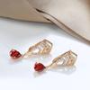 New Red Natural Zircon Drop Earrings For Women Fine  Rose Gold Water Drop Long Dangle Earrings Fashion Jewelry