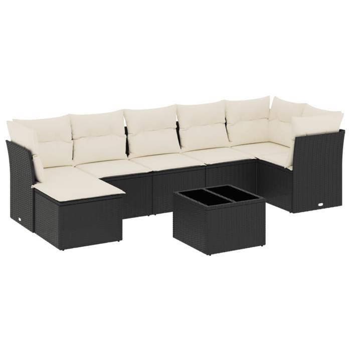 VidaXL Salon de Jardin avec Coussins 8 pcs, Canapés avec Pieds Réglables, Ensemble de Meubles d'Extérieur Patio Terrasse, 3249815