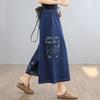 patchwork plus size Vintage floral high waist casual loose Women spring summer jeans denim wide leg Pants