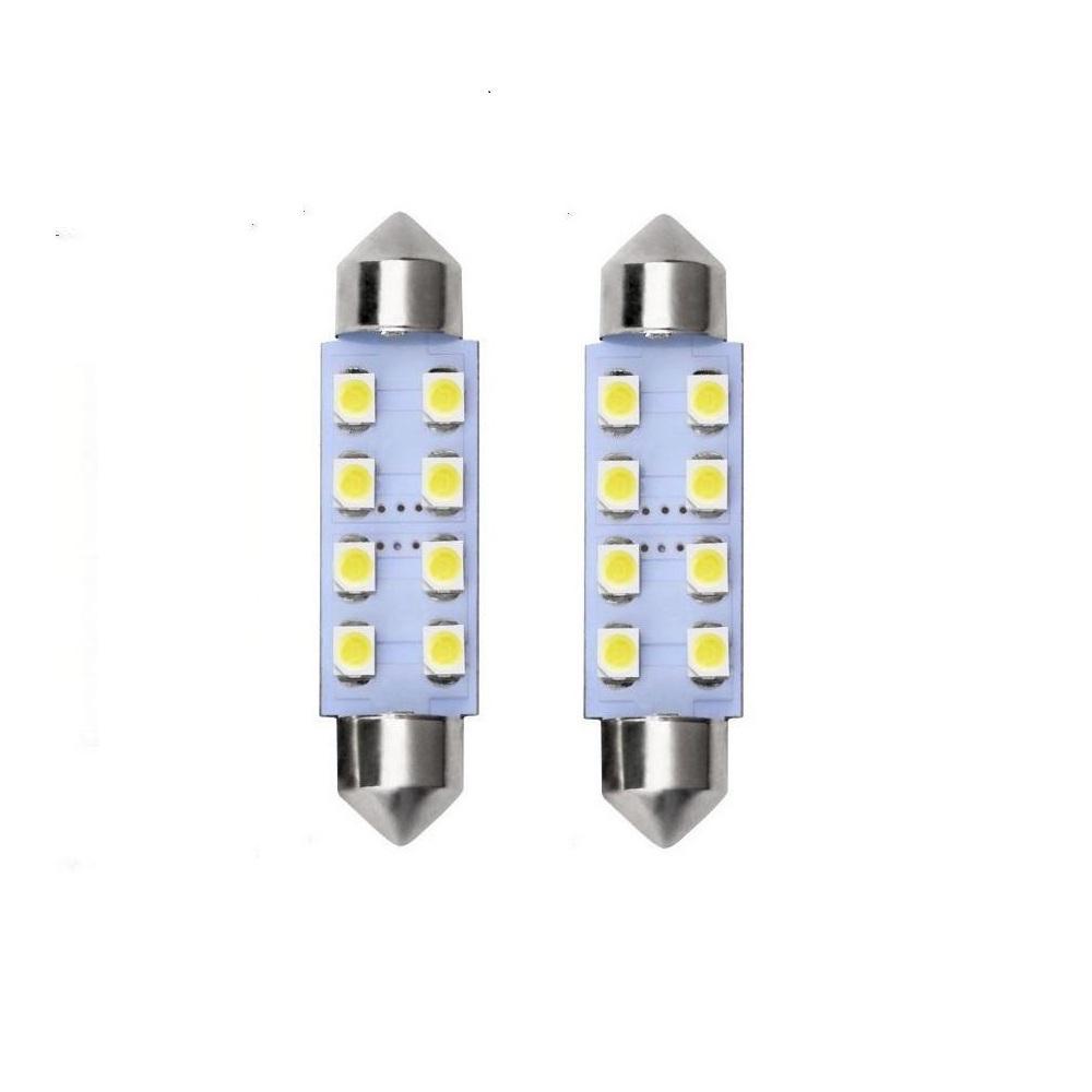 4Pcs/2Pcs 31mm 36mm 39mm 41mm LED Light 2835 8SMD Car Dome Double-Tip Roof Bulb Reading Lamp