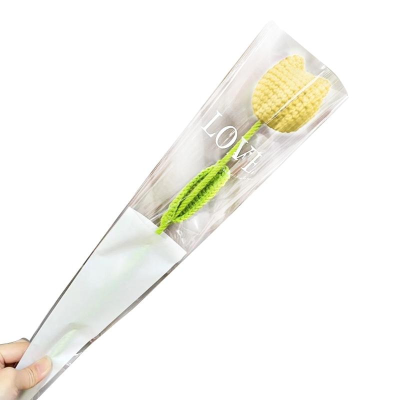 Crochet Tulip Flower Handwoven Flowers DIY Art Crafts Party Decoration for Wedding Birthday Party Background Decoration