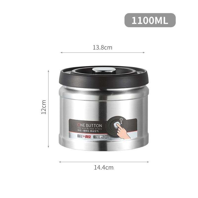 Coffee Bean Vacuum Sealed Tank 304 Stainless Steel Press type Vacuum Grain Tea Nut Storage Sealed Cans Kitchen Crisper box