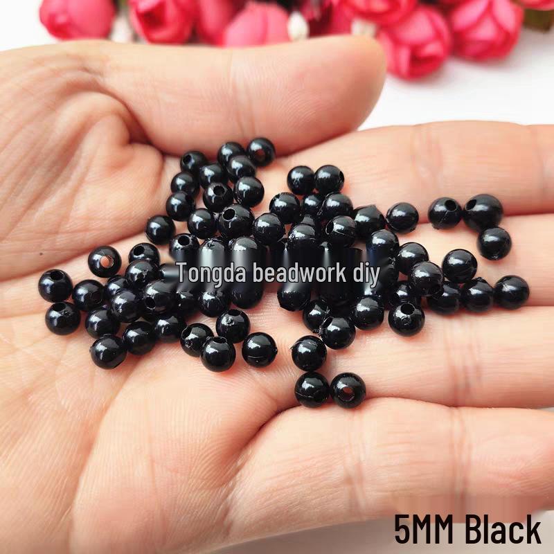 Pure Black Acrylic Beads for DIY Jewelry Making - Handmade Straight Hole Beading Accessories