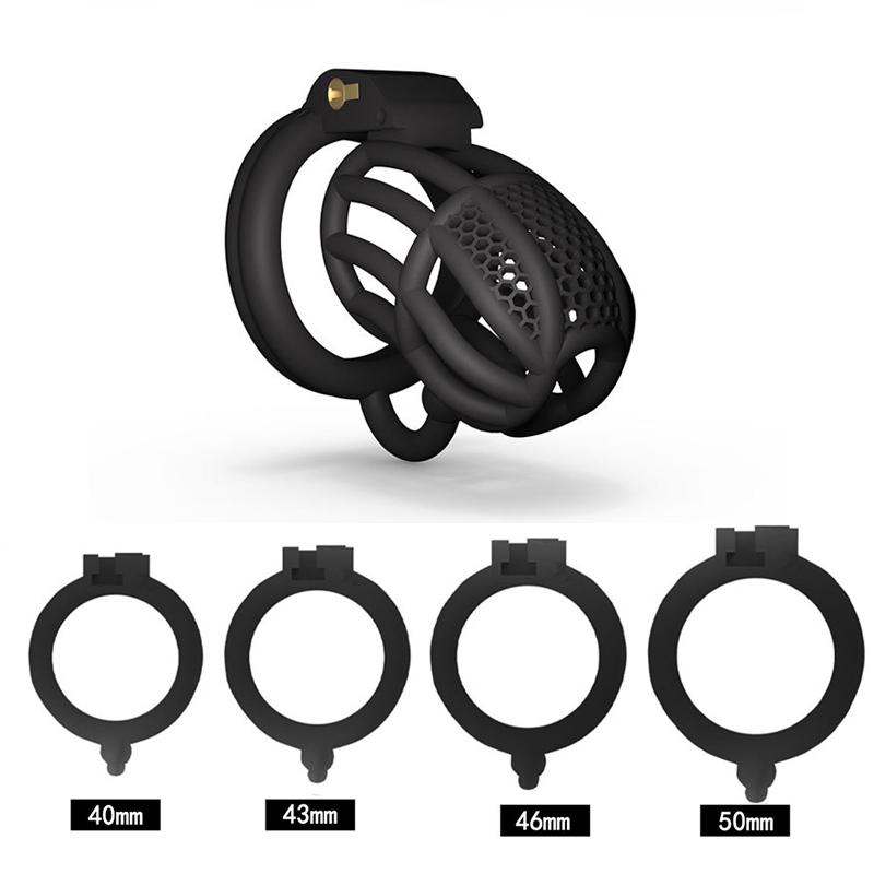 With Hook Male Chastity Cage Penis Device CBT Slave Gay with 4 Size Arc Penis Rings,Men Cuckold Lockdown Cage Restraint