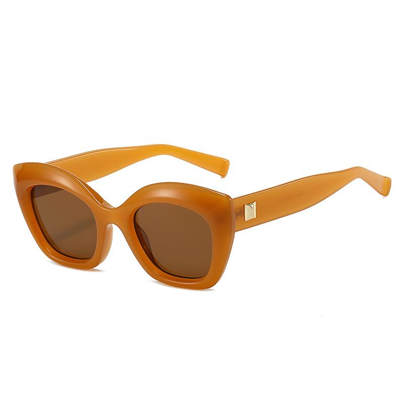 

Cat Eye Jelly Color Sunglasses Women Retro Rivets UV400 Sun Glasses Men Leopard Shades Fashion Accessories as picture