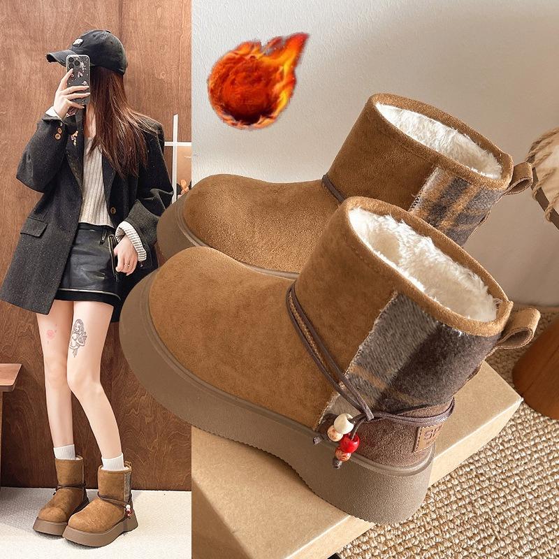 Women's thick-soled winter lightweight warm fur integrated padded snow boots non-slip wear-resistant casual sneakers cotton boots