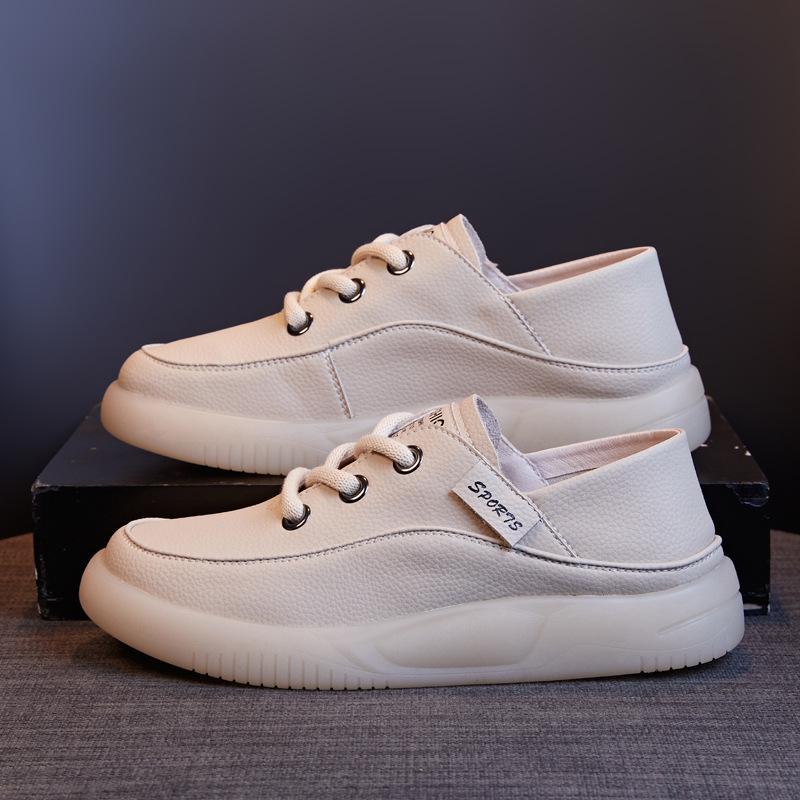 Fashion 3.5CM Cow Genuine Leather Women Flats Fall Vulcanize Chunky Sneaker Loafer High Brand Platform Slippers Autumn Shoes