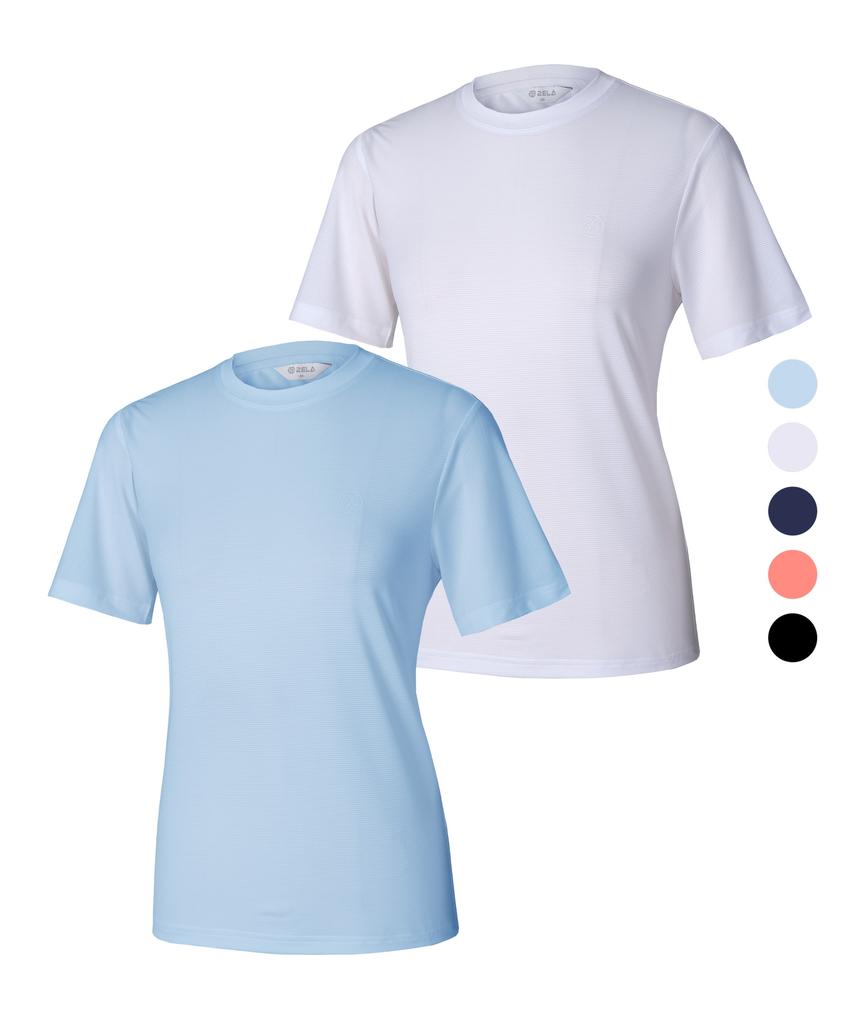 2ELA Women'S Ice Silk Cooling Round Short Sleeve T-Shirt 5 Colors (Type B)