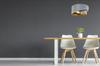 MODERN GOLD HANGING LAMP, VELVET LAMPSHADE