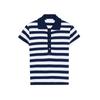 Summer New Product Women's Clothes Breasted Decorative Cotton Stripes Rib Lapel Short Sleeve Polo Shirt 0858154