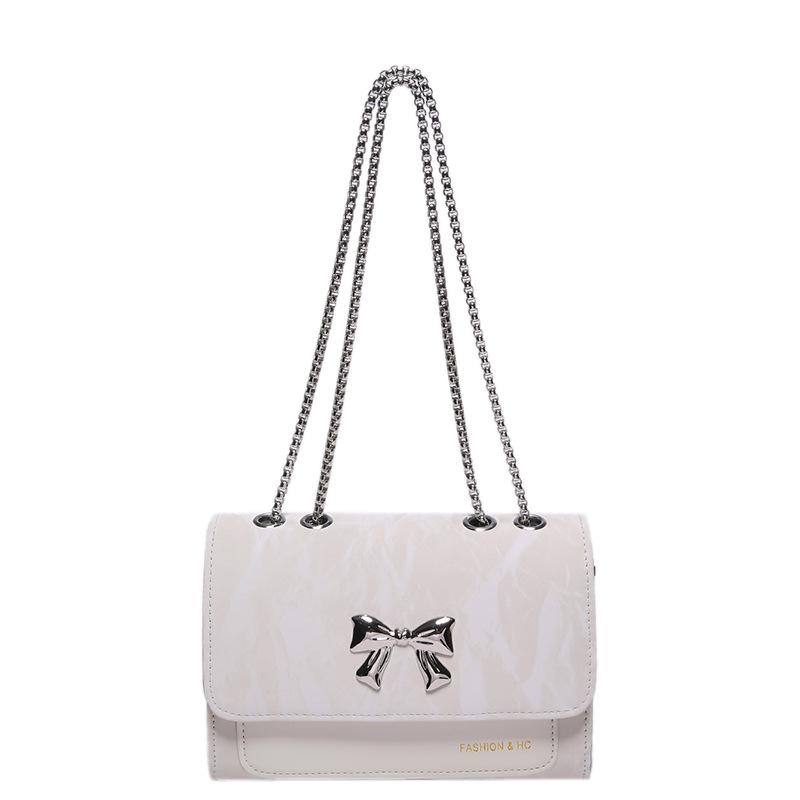 Elegant Fashion Bag Women's Autumn Fashion Chain Shoulder Messenger Bag Versatile Bow Small Square Bag