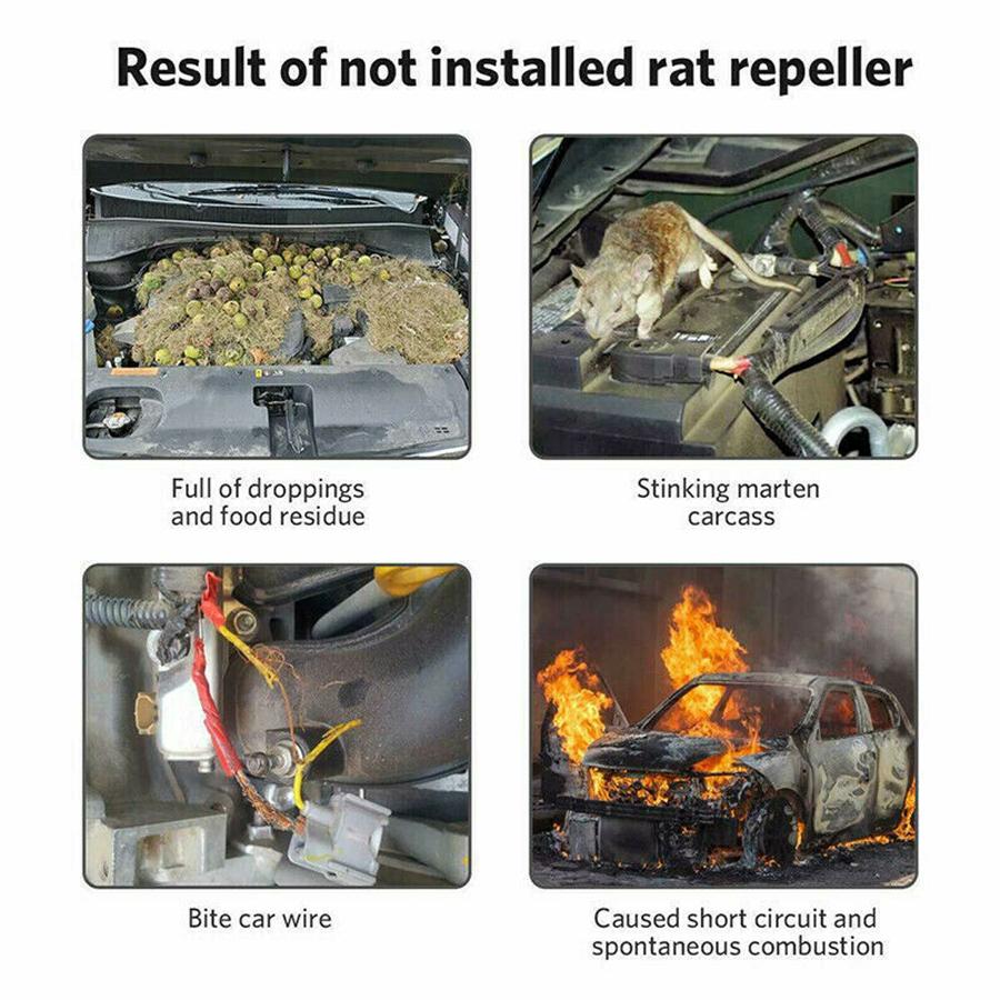 12V Car Ultrasonic Mouse Repeller Auto Under Hood Mice Rat Rodent Pest Repellent