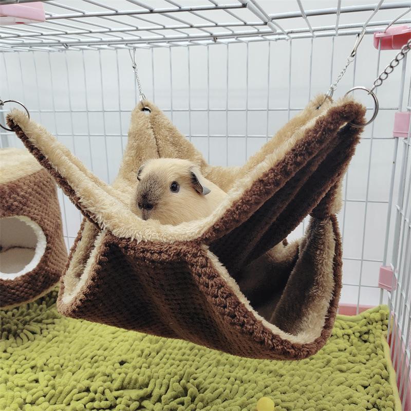 Hammock for Rats Double Thick Plush Winter Warm Bed for Hamster House Nest Sleeping Bag Hanging Tree Bed Guinea Pig Pet Supplies