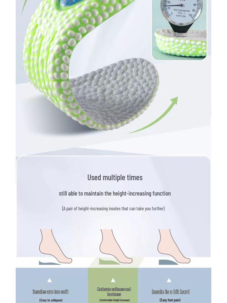 Men's & Women's Air Cushion Sports Insoles: Shock Absorbent, Breathable, Odor Resistant, Height Boosting for Basketball & Running