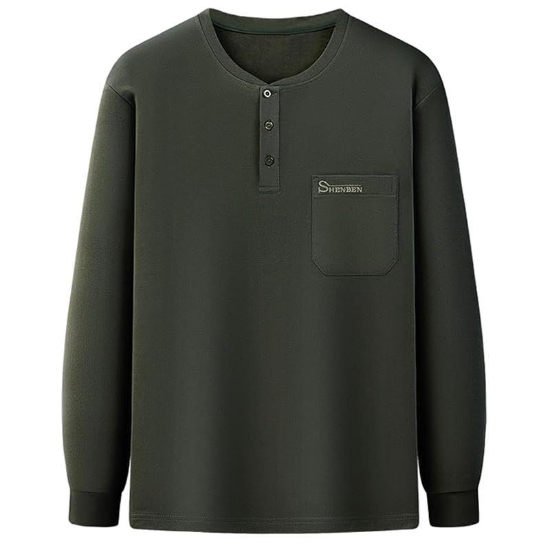 

[JHIJSC] t-shirt men s long sleeve spring cotton Plain color Fashionable Relaxing casual large size (JP, alphabet, L, green)